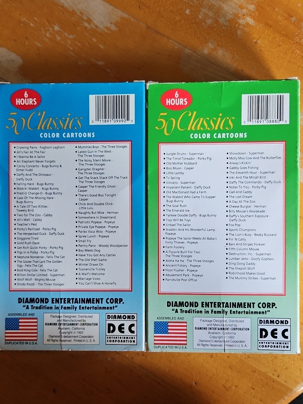 50 Classics Volume 1 & 2 Cartoon VHS Set - Blue & Green Covers - Picture 3 of 7